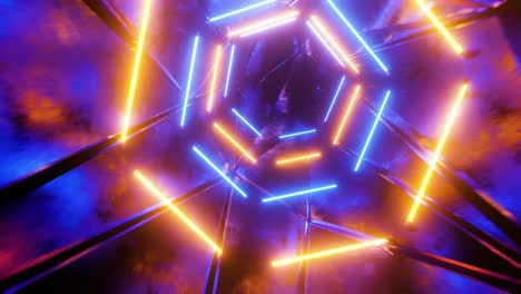 abstract neon tunnel with geometric patterns