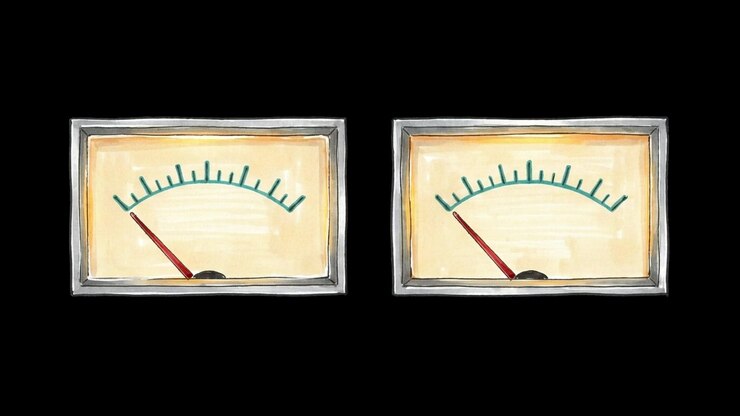 Two Analog Gauges with Oscillating Needles on Black Background