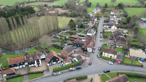 Fyfield-Village-Center-Essex-Uk-Drone,-Aéreo,-Vista-Desde-El-Aire,-Vista-Panorámica