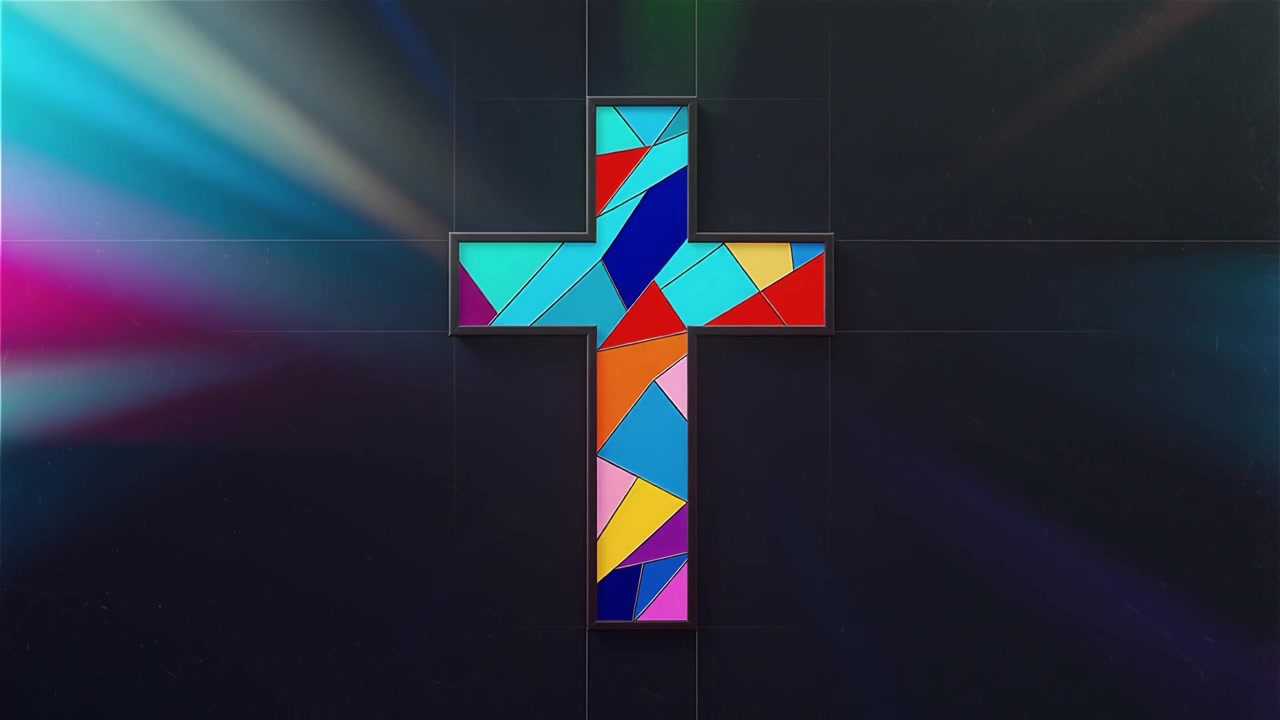 Croce Cristiana Luce Celestiale Sfondo per il Culto.