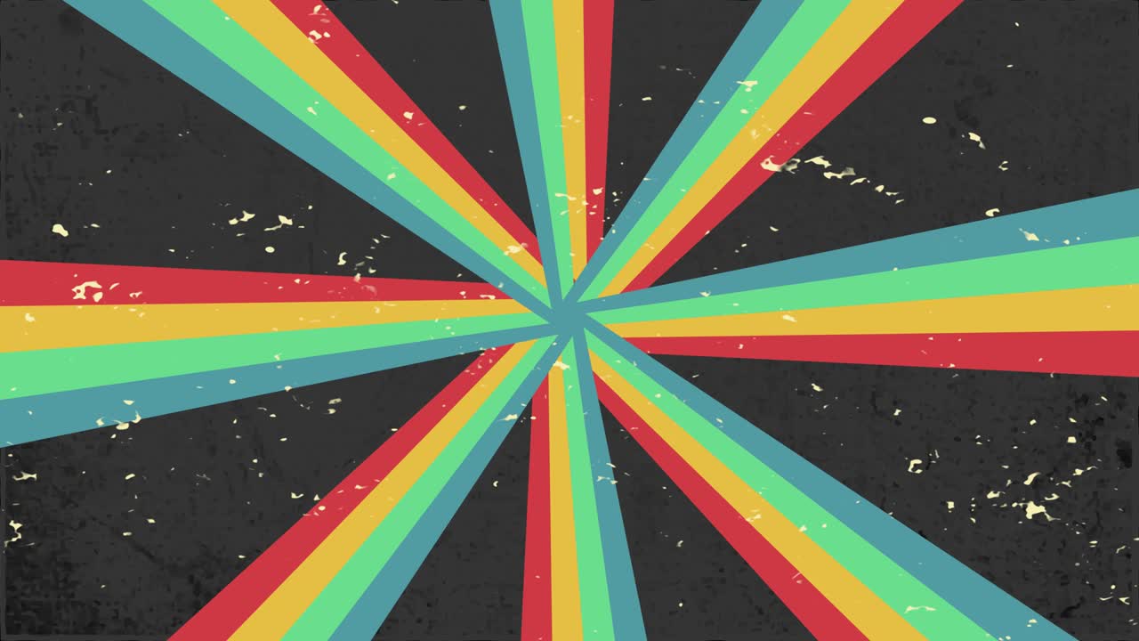 4k 레트로 레인보우 버스트 배경, 이 없는 루프, 추상적인 빈티지 느린 애니메이션
