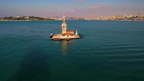 aerial view of maiden's tower also known as leander's tower from istanbul.