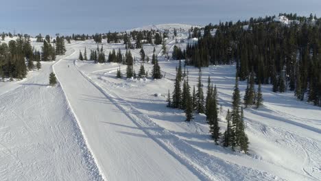 skiing in a snowy mountain