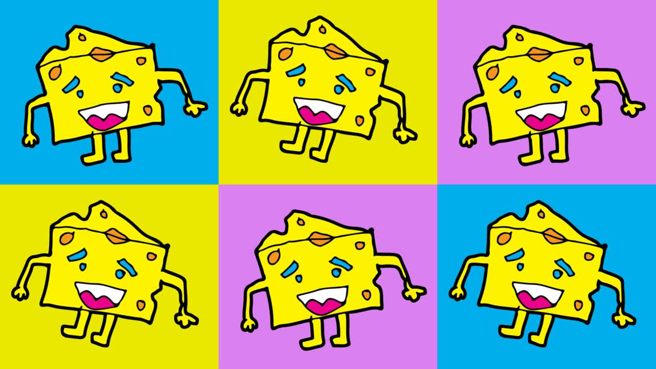 아이들은 팝 아트 그림을 그리고 있습니다. 치즈를 주제로 한 원활한 배경입니다.