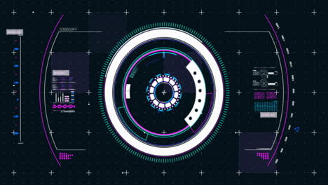 animación del procesamiento de datos de escaneo de alcance brillante con marcadores en el fondo de la cuadrícula