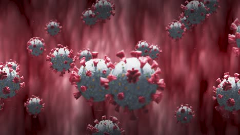 Animation-Von-Makro-Coronavirus-Covid-19-Zellen,-Die-In-Einer-Vene-Schwimmen.-4k