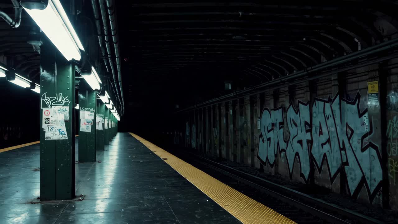 NYC Subway Station at Night