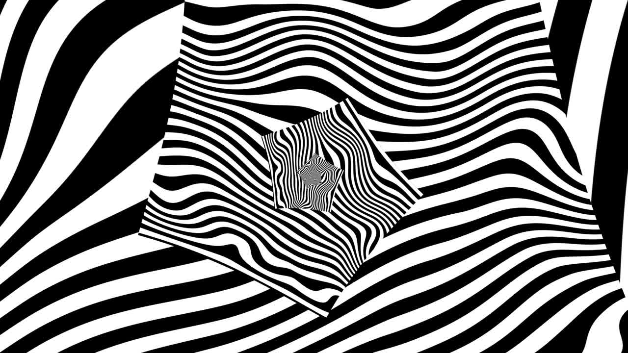 recursión poligonal única de líneas abstractas en blanco y negro