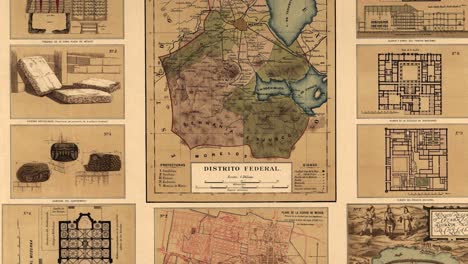Alte-Karte-Von-Mexiko-Stadt-Im-19.-Jahrhundert-Und-Dem-Porfirato-Und-Den-Hauptgebäuden