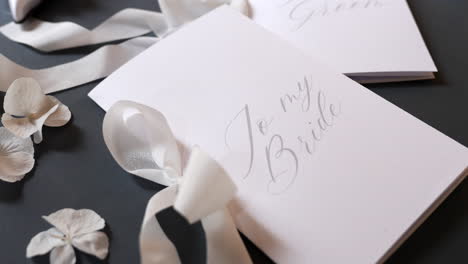 elegant 'to my bride' wedding card with white ribbon