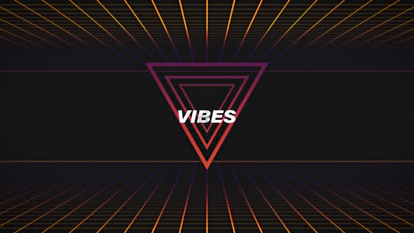 animation of vibes text in white letters over colorful geometrical shapes