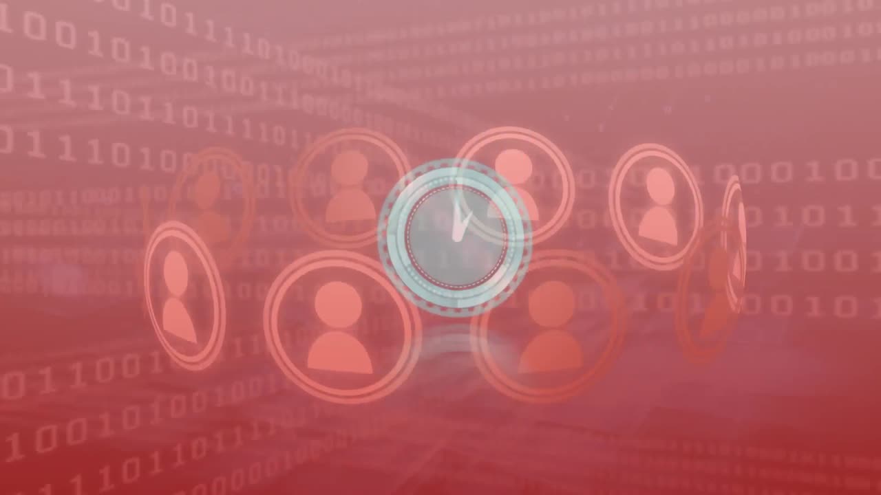 Animation of data processing over clock moving