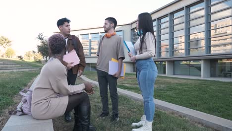 diverse students talking after studies