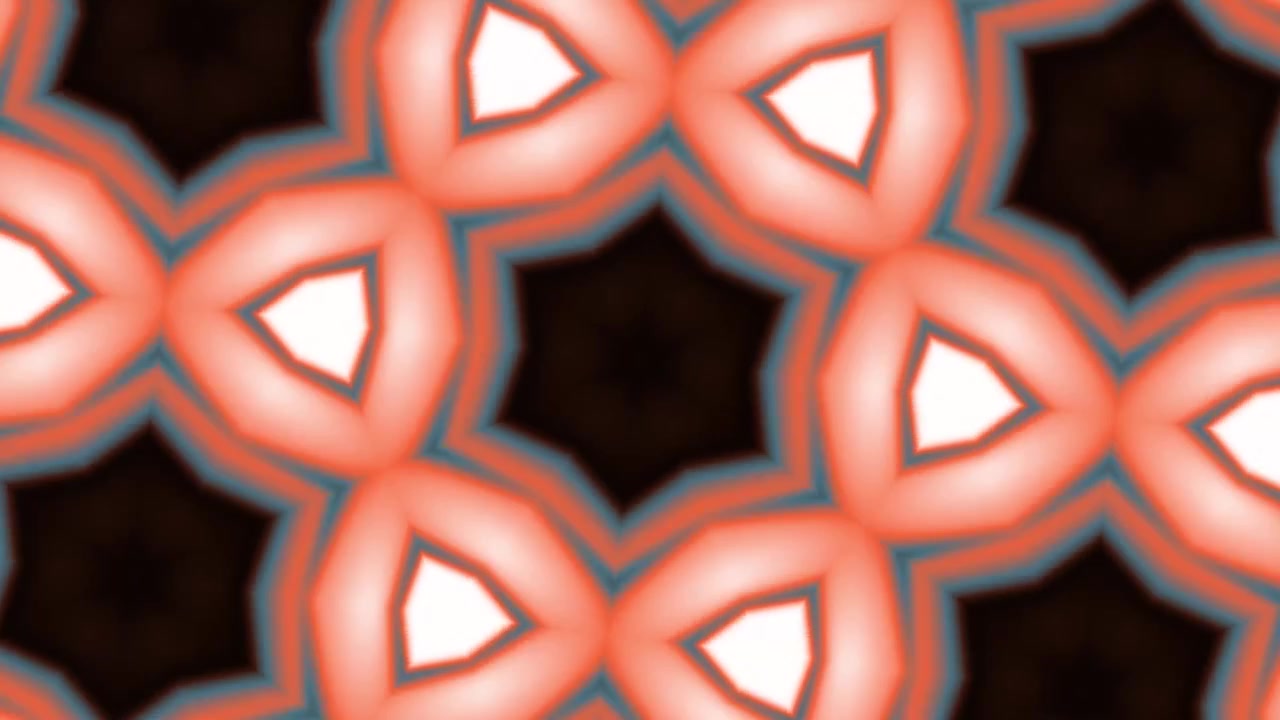 Abstrakti kaleidoskooppikuvio muuttuvilla geometrisilla muodoilla