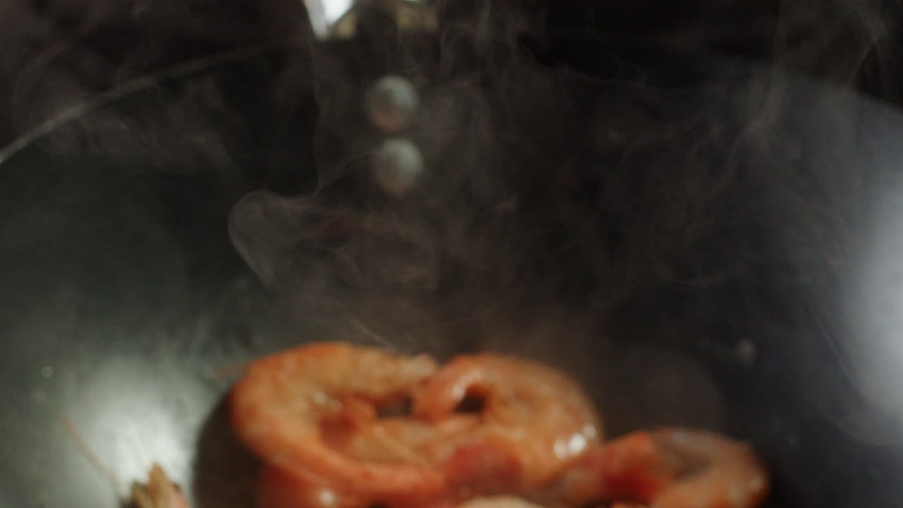 Cooking Shrimp in a Wok