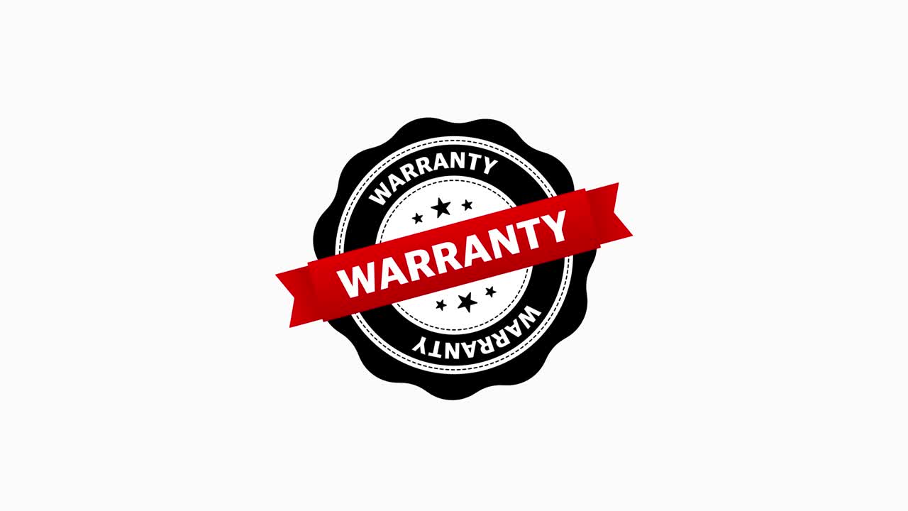 Red warranty stamp. Flat design. Check mark icon. Checklist document. Shield icon. Quality mark. Motion graphic.