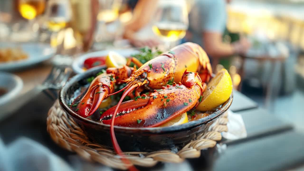 Steaming lobster dish with lemon