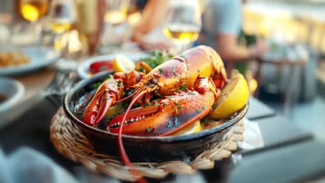 steaming lobster dish with lemon