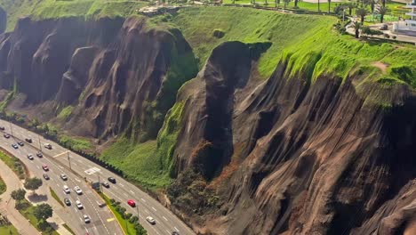a vibrant aerial view of miraflores cliffs, lima peru, pacific ocean, and the costa verde
