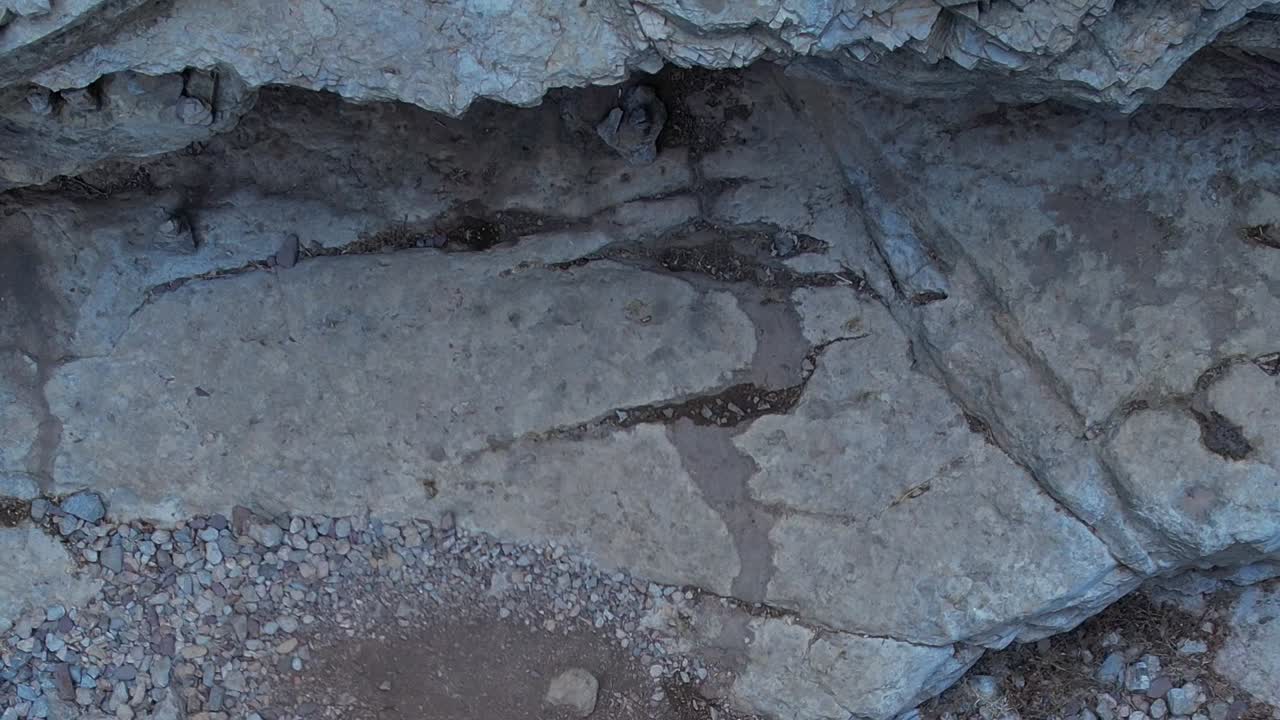 Aerial view of rocky terrain in Greece reveals geological features