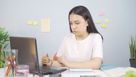 worried female student.