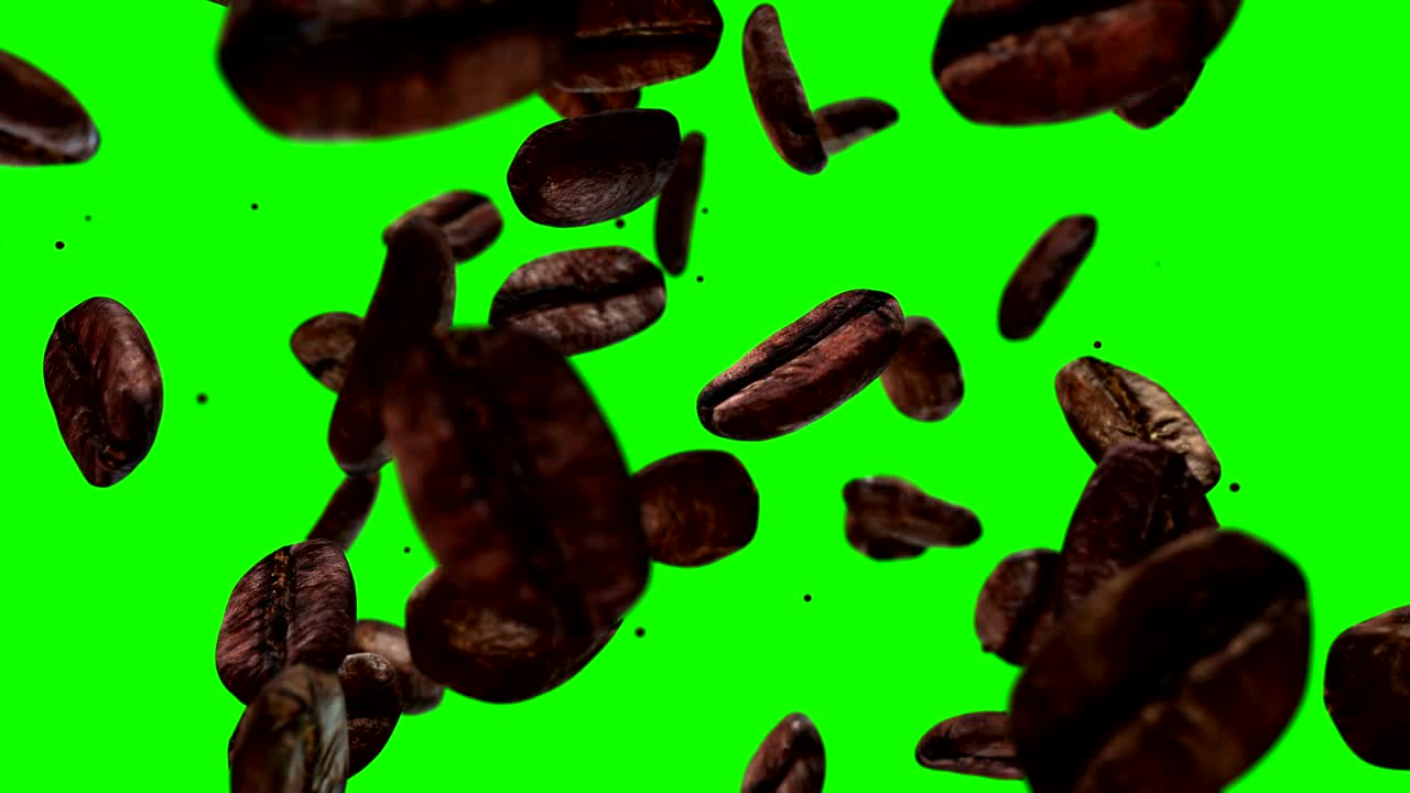 Loop 4K di chicchi di caffè su Greenscreen