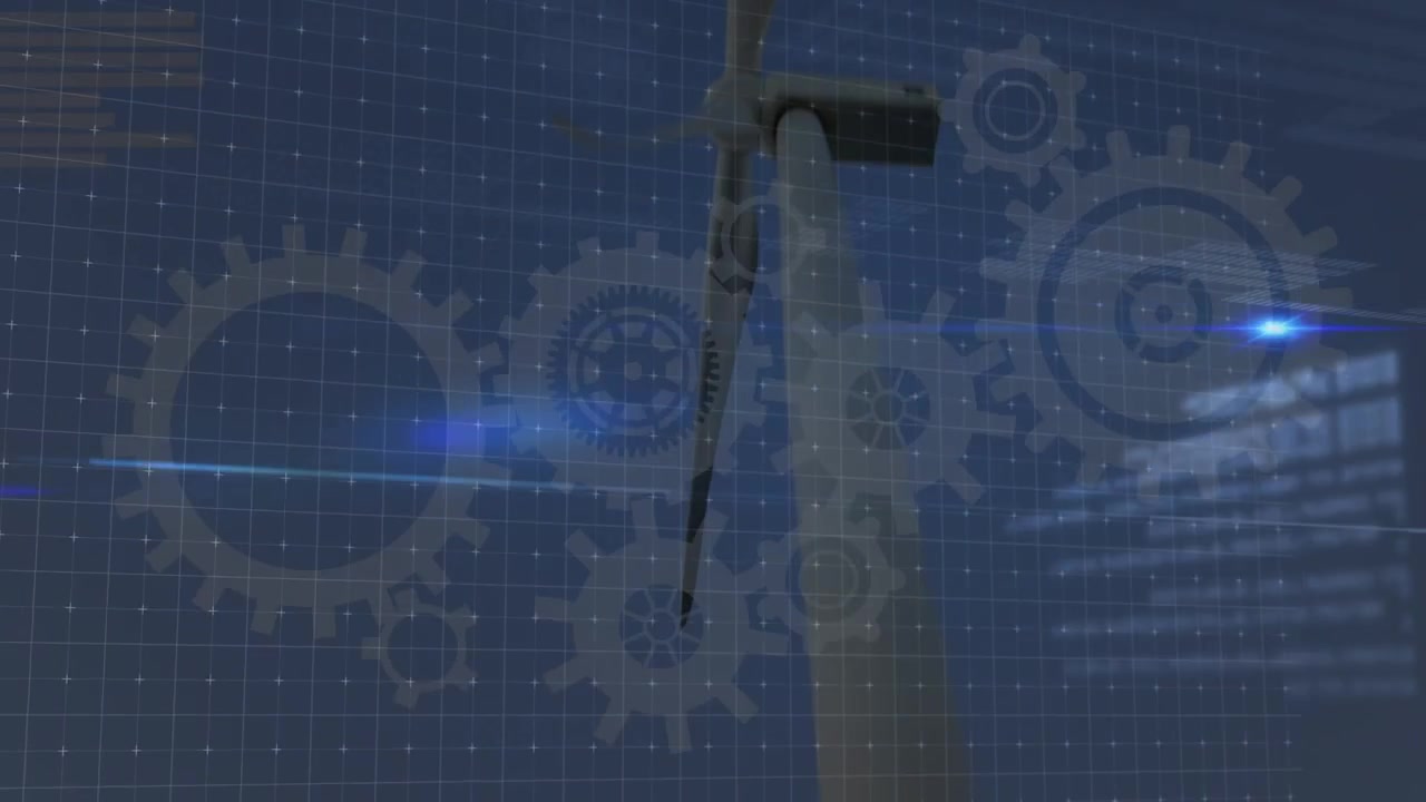 Animation of data processing over wind turbine