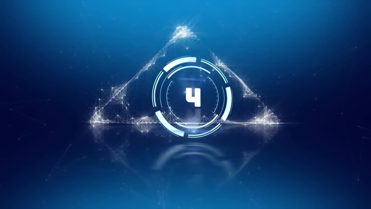 Animation of scope with countdown and triangle on blue background