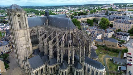 aerial approach of romanesque saint julian or st