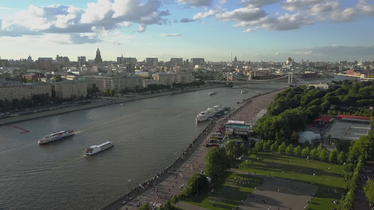 Luftfoto af Moskva-floden i Moskvas centrum