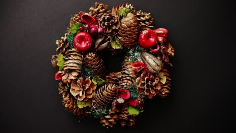 christmas wreath on black background