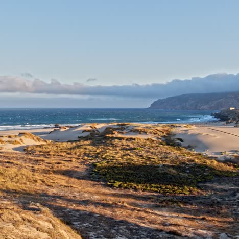 sand beach surrounded by cliffs, aerial paradisiac beach holidays concept