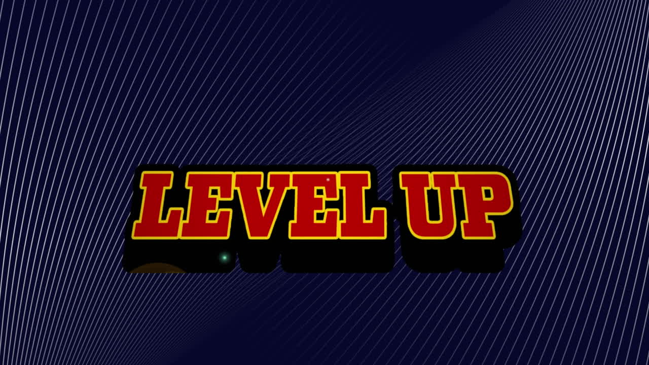 Animation of level up text over moving lines