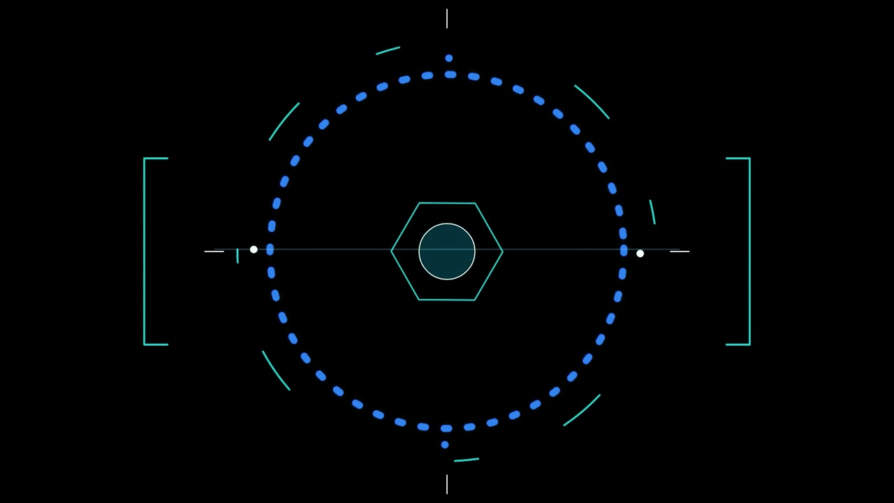 Futuristic Digital HUD Interface with Rotating Circular Elements