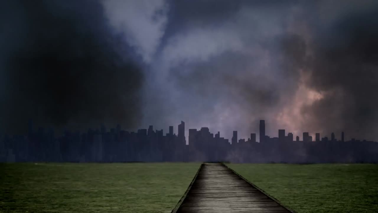 도시 스카이라인에 대한 번개