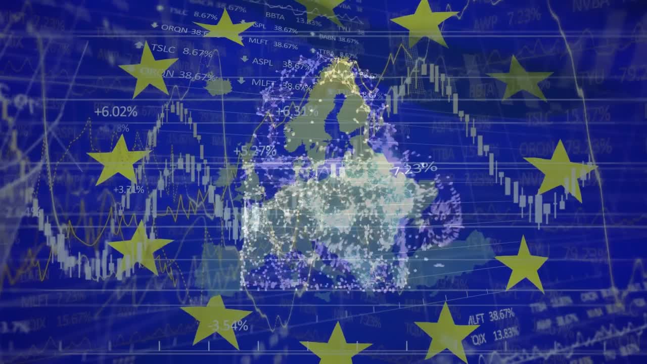 디지털 클라우드, 데이터 처리 및 eu 발의 애니메이션