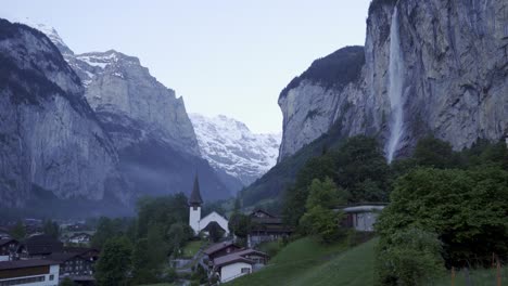 panning-early morning at lauterbrunnen switzerland