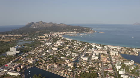 seaside city of alcudia on mediterranean coast of mallorca, spain