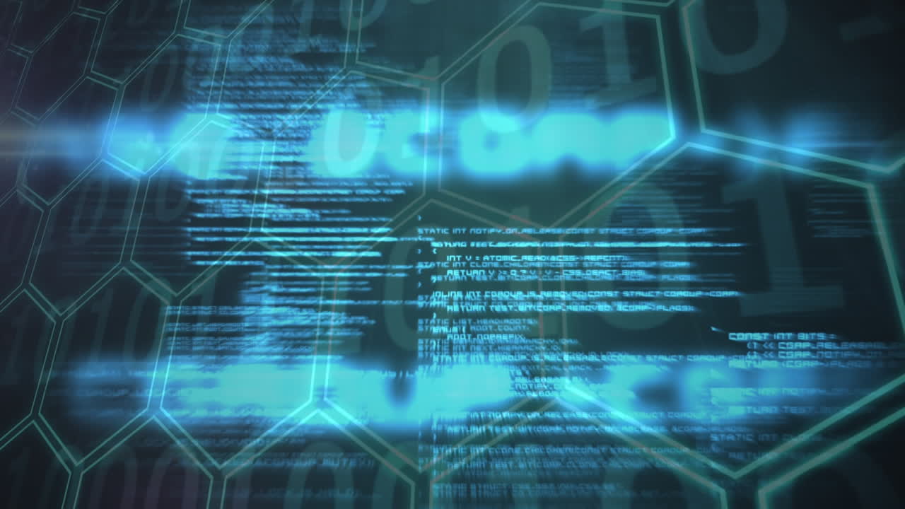 Animation of floating data and information over multiple numbers and grid