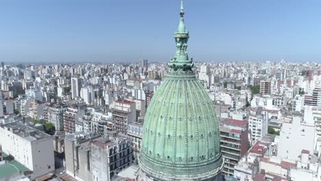 aerial images with drone of the horizontal orbit around the congress with the axis dome