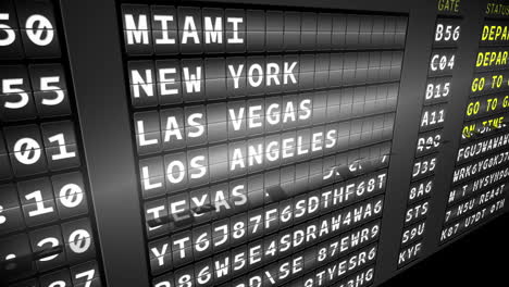 departures board for american cities