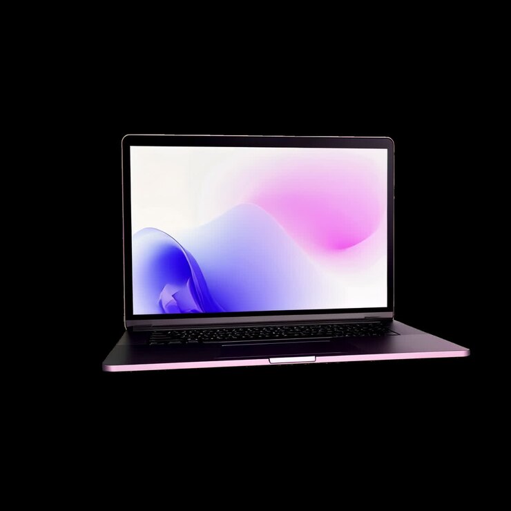 Animation eines eleganten, modernen Laptop-Designs als isolierte Ressource, transparentes 4K-Video, Alpha-Kanal, ProRes