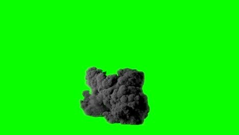 explosión realista de bola de fuego con una enorme explosión de humo aislada en la pantalla verde