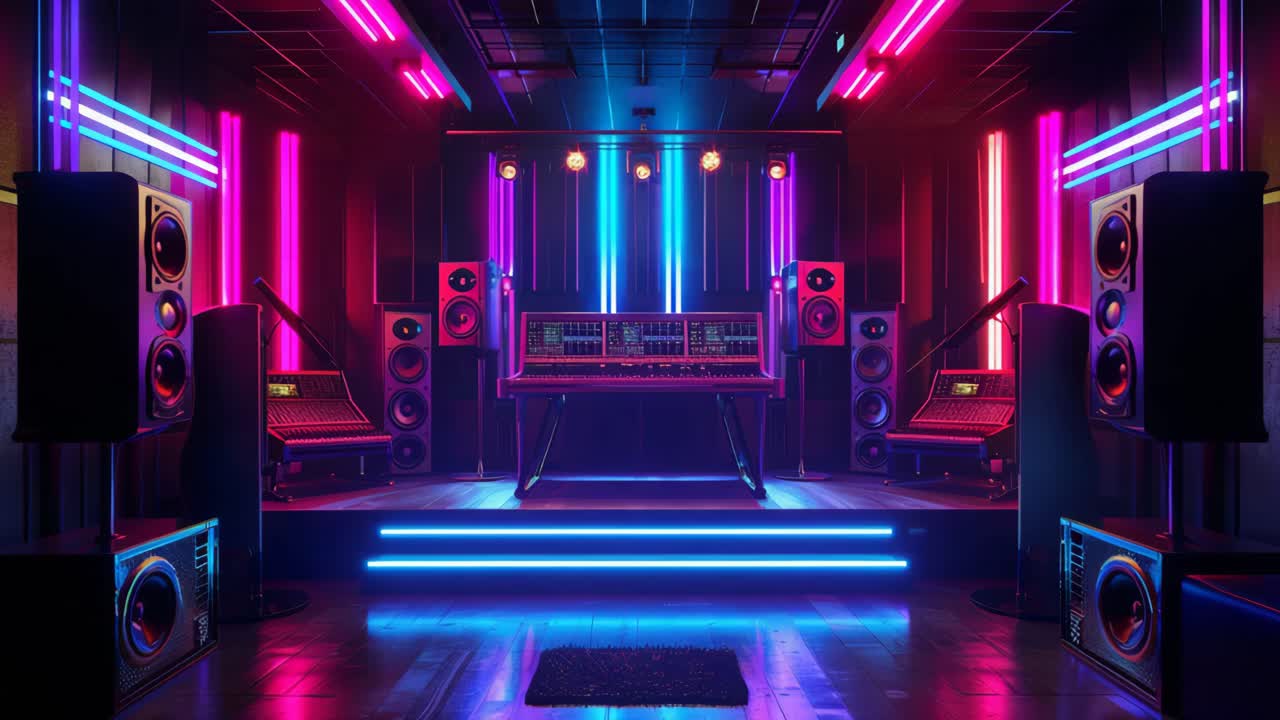 Studio di registrazione illuminato al neon