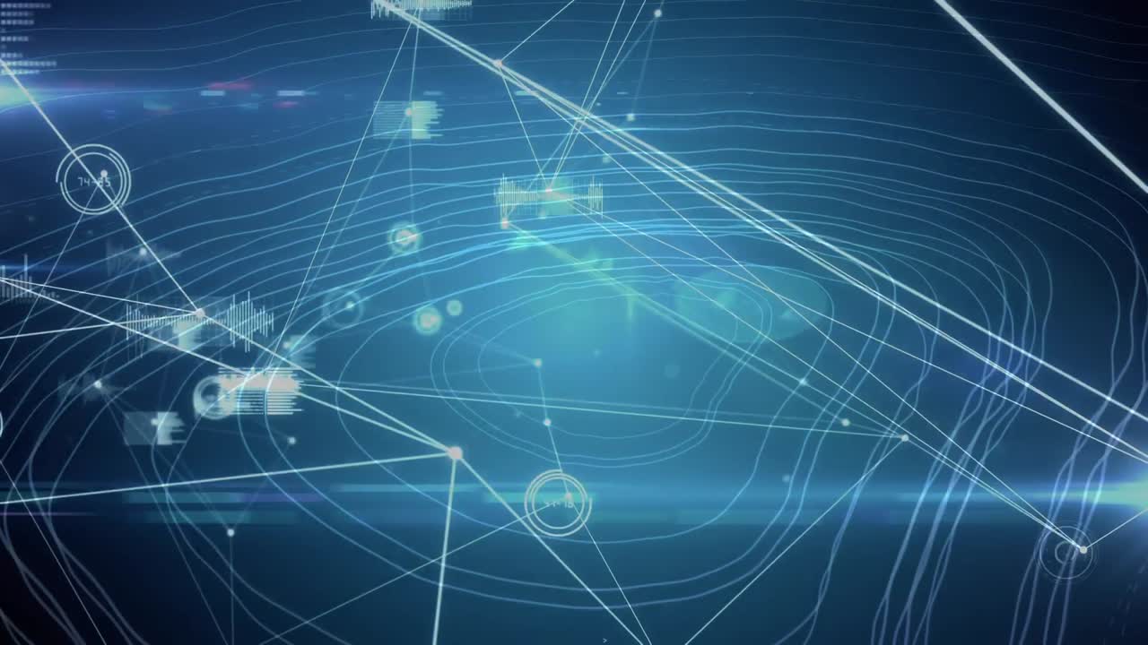 파란색 배경의 지형에 대한 연결 네트워크