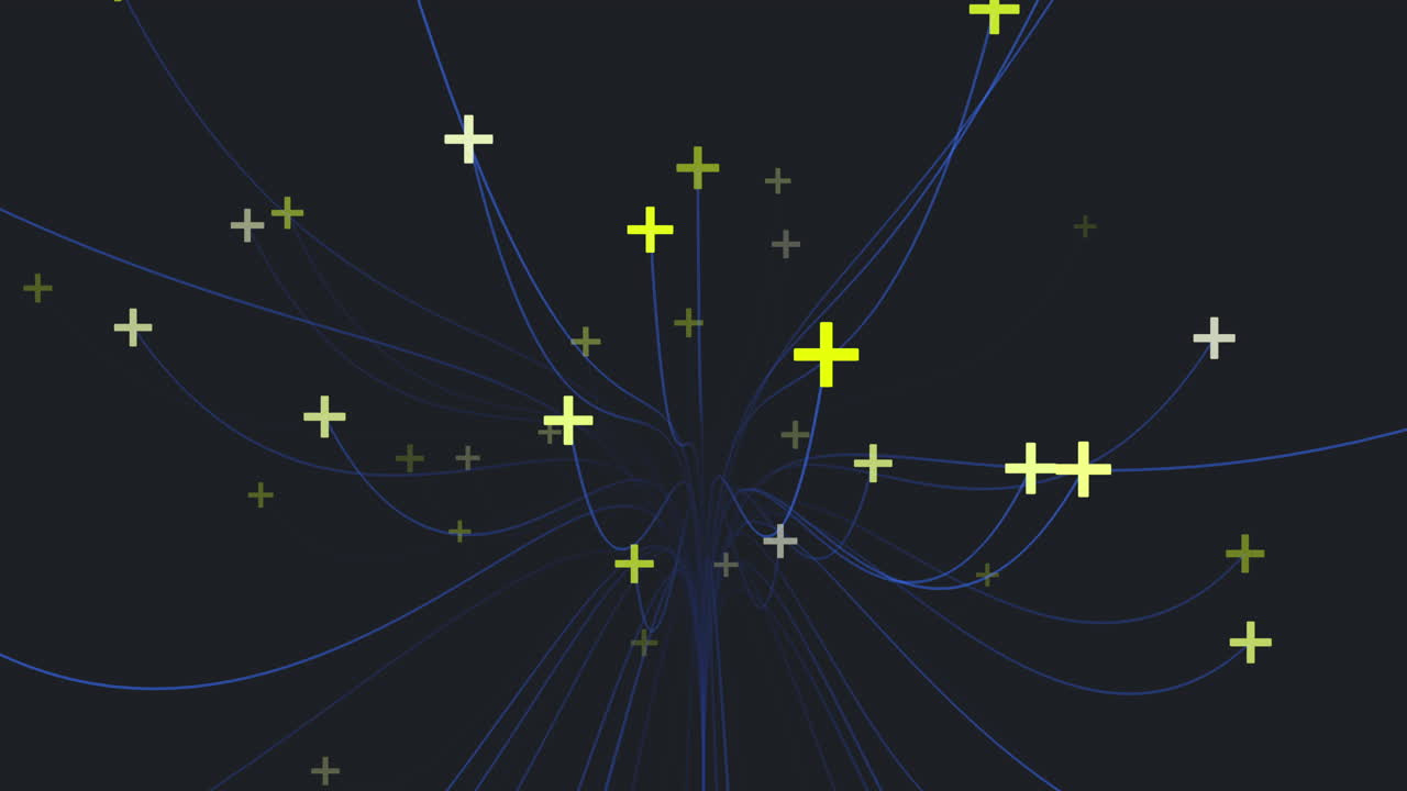 어고 복잡한 선과 점의 네트워크와 분홍색 십자가