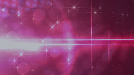 animation of glowing light and twinkling stars on pink background