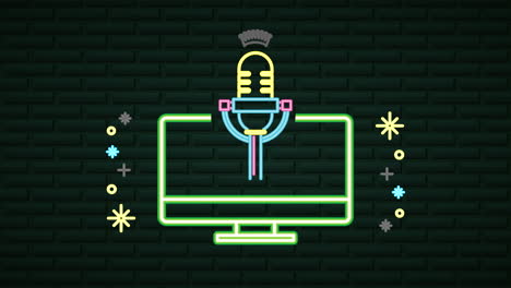 pared con etiqueta de karaoke de luz de neón