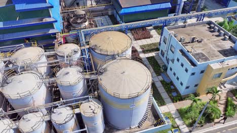 silo storages of industrial food production factory la fabril during sunny day