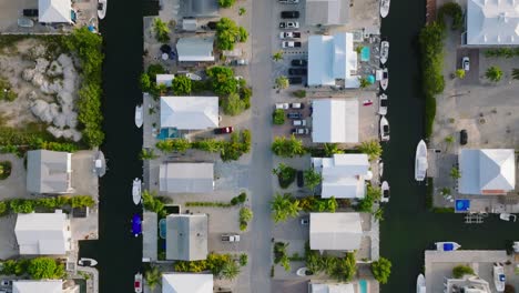 top down view of rows of waterfront houses in the florida keys